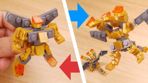 Micro brick 3 headed gold dragon transformer mech - G-Dragon
 3 - transformation,transformer,LEGO transformer