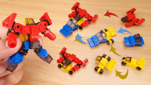 Micro brick motor bike, boat and jet transformer combiners mech - Squad 3
