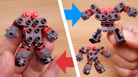 Micro LEGO brick Golem transformer mech - Angry Golem
 3 - transformation,transformer,LEGO transformer