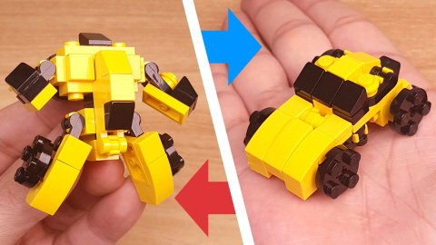 Micro LEGO brick racing car transformer mech - Double Punch
