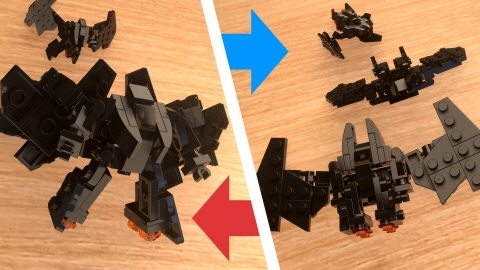 Micro LEGO brick fighter jet transformer mech - Batjet Machine (similar to Batwing)
