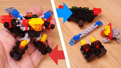 Micro LEGO brick 4 combiner transformer mech - Super Aslan (similar to GaoGaiGar)
