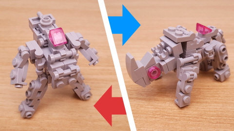 Micro LEGO brick Rhino transformer mech - FortRhino (similar to Rhinox)
 3 - transformation,transformer,LEGO transformer