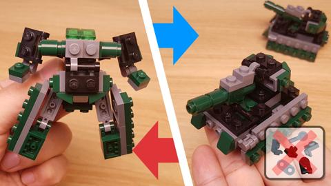 Micro LEGO brick tank transformer mech - Armored Steel (similar to Brawl)
