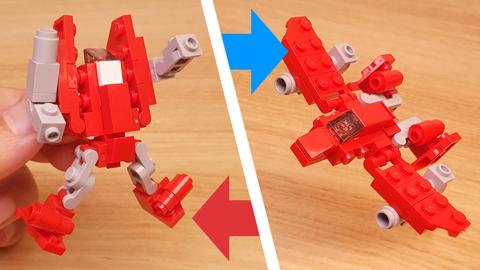 Micro LEGO brick fighter jet transformer mech - Red Sky (similar to PowerGlide)
