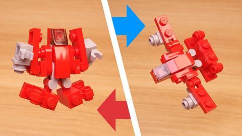 Micro LEGO brick Fighter Jet transformer mech - Red Sky mini
