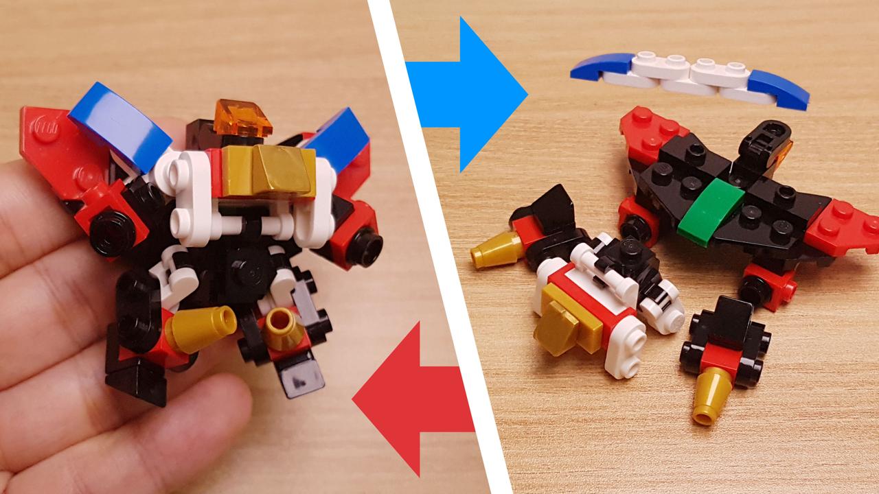 Micro LEGO brick 5 combiner transformer mech - Super Aslan (similar to GaoGaiGar)
 0 - transformation,transformer,LEGO transformer