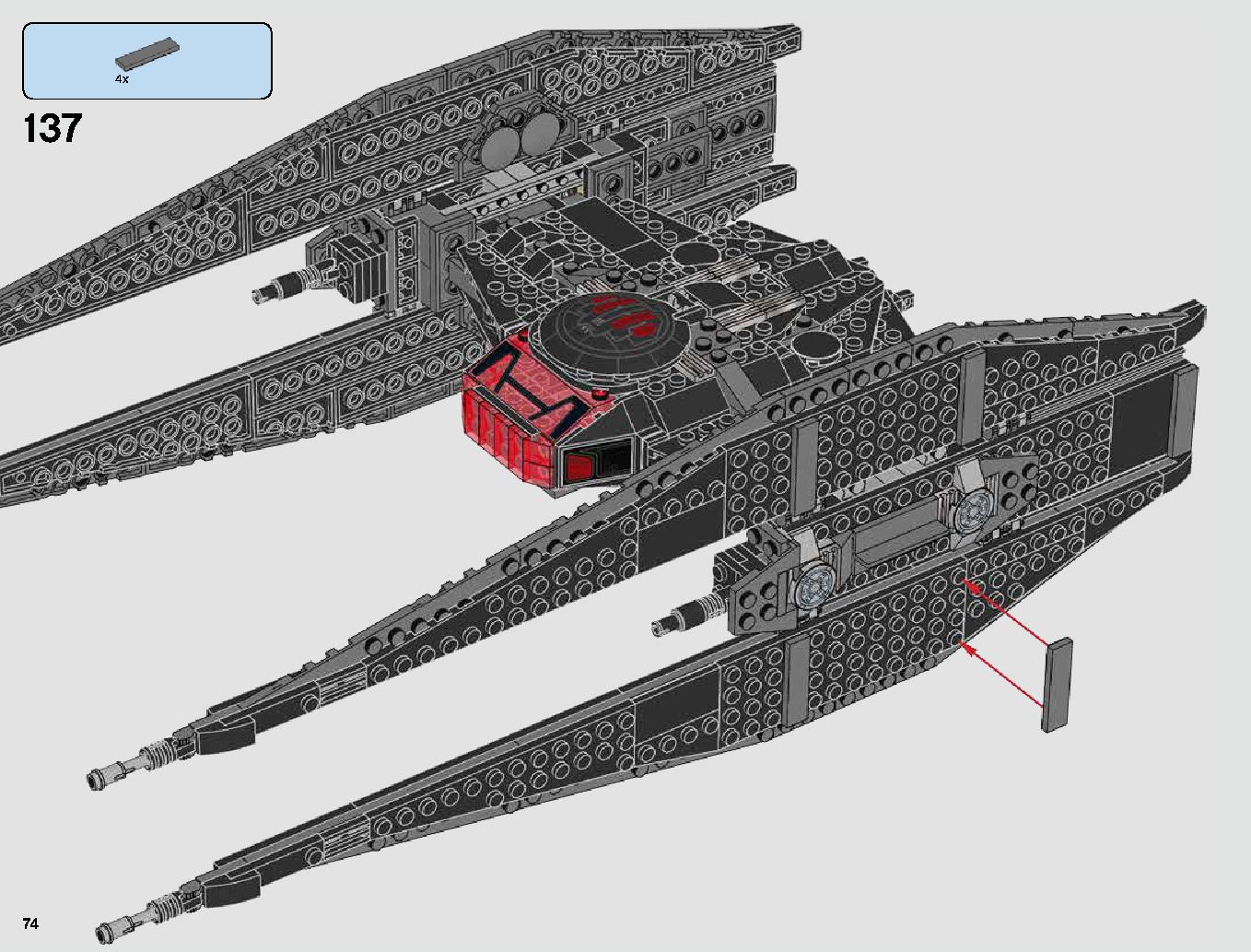 Kylo Ren's TIE Fighter 75179 LEGO information LEGO instructions 74 page