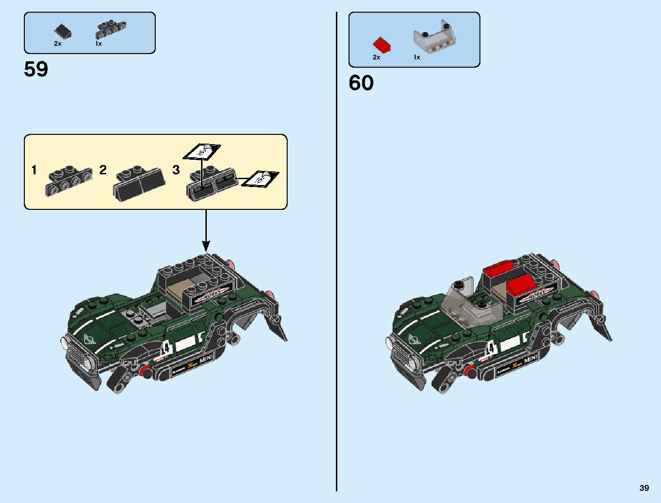 1967 Mini Cooper S Rally and 2018 MINI John Cooper Works Buggy 75894 LEGO information LEGO instructions 39 page