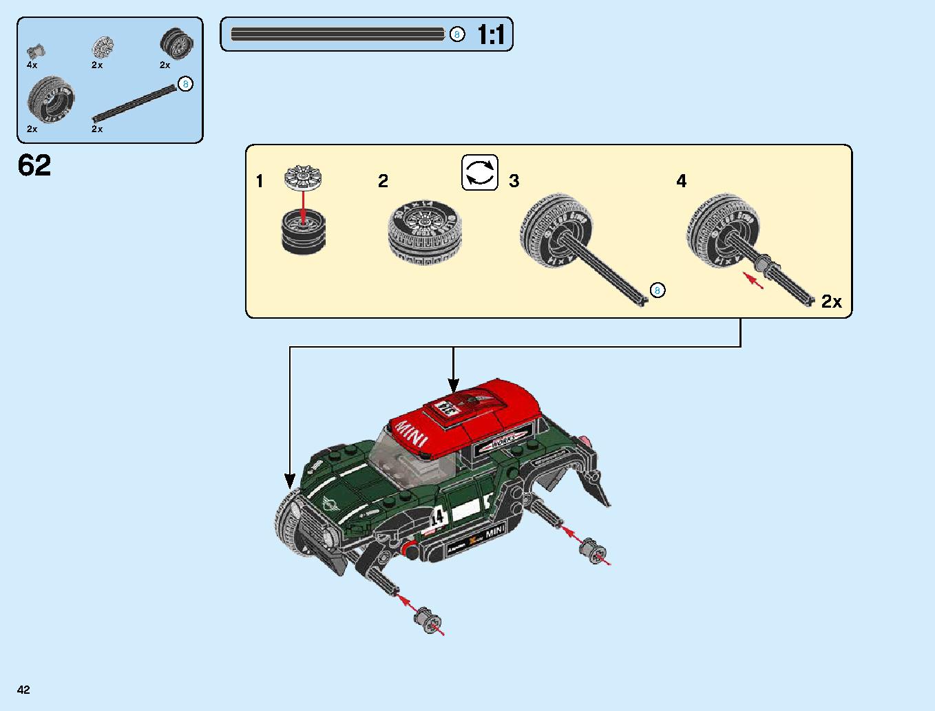 1967 Mini Cooper S Rally and 2018 MINI John Cooper Works Buggy 75894 LEGO information LEGO instructions 42 page