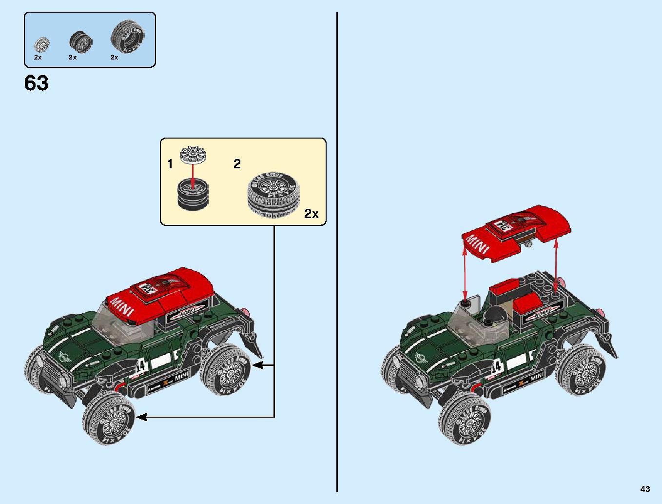 1967 Mini Cooper S Rally and 2018 MINI John Cooper Works Buggy 75894 LEGO information LEGO instructions 43 page