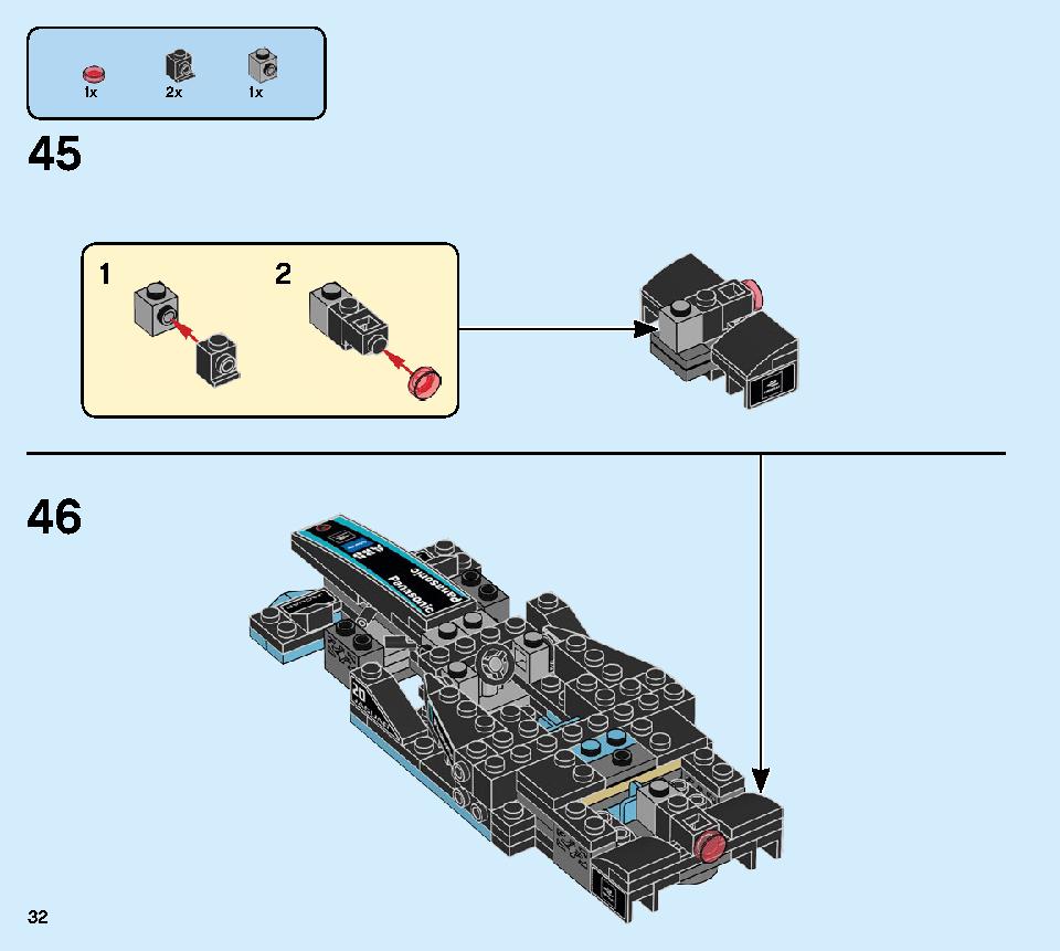 Formula E Panasonic Jaguar Racing GEN2 car & Jaguar I-PACE eTROPHY 76898 LEGO information LEGO instructions 32 page