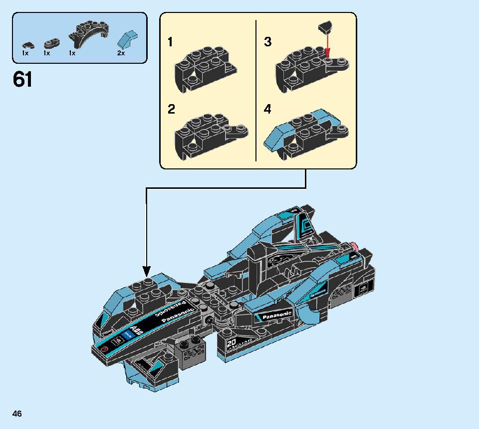 Formula E Panasonic Jaguar Racing GEN2 car & Jaguar I-PACE eTROPHY 76898 LEGO information LEGO instructions 46 page