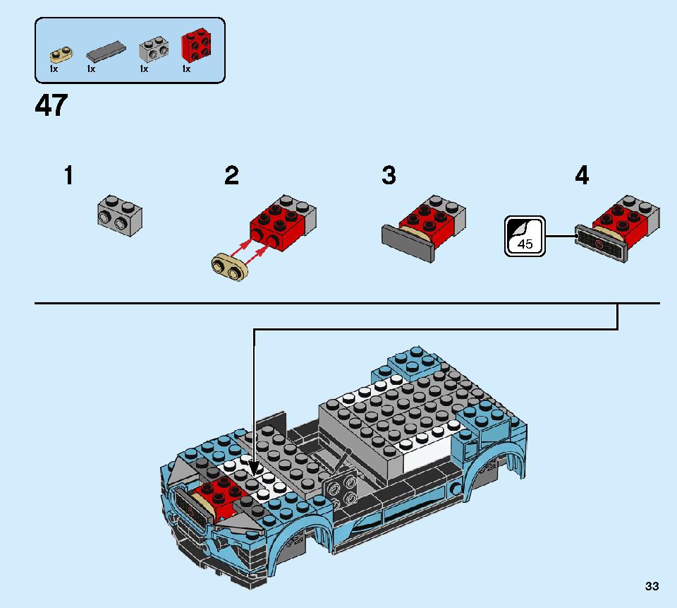 Formula E Panasonic Jaguar Racing GEN2 car & Jaguar I-PACE eTROPHY 76898 LEGO information LEGO instructions 33 page